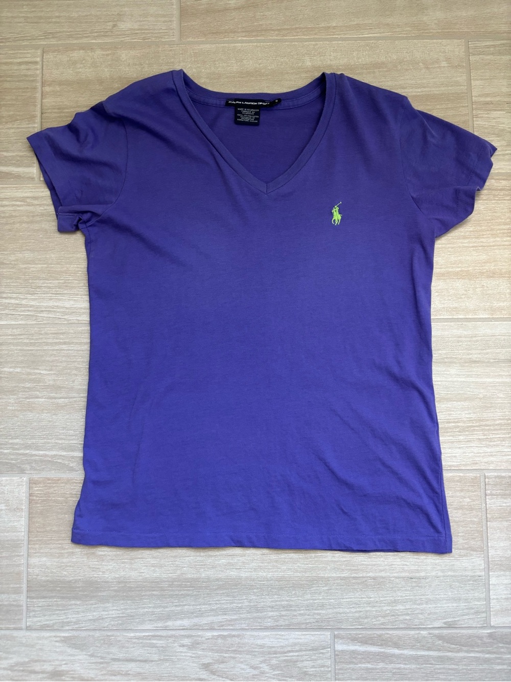 Ralph Lauren Purple Sport Size Small V-Neck Polo Cotton Tee